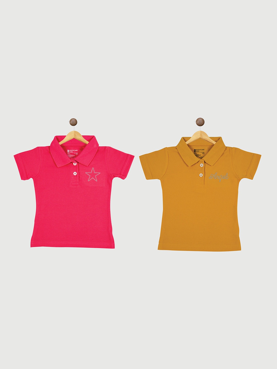 

Bodycare Infants Girls Pack Of 2 Polo Collar Cotton T-shirt, Pink
