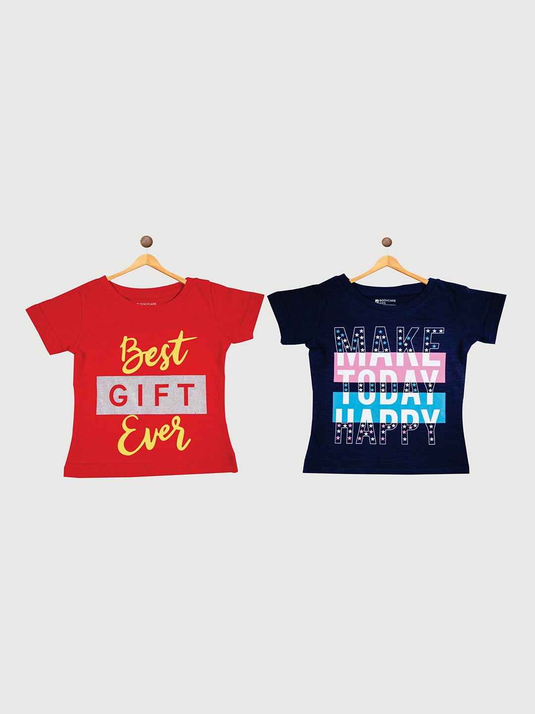 

Bodycare Girls Pack of 2 Typography Printed T-shirt, Red