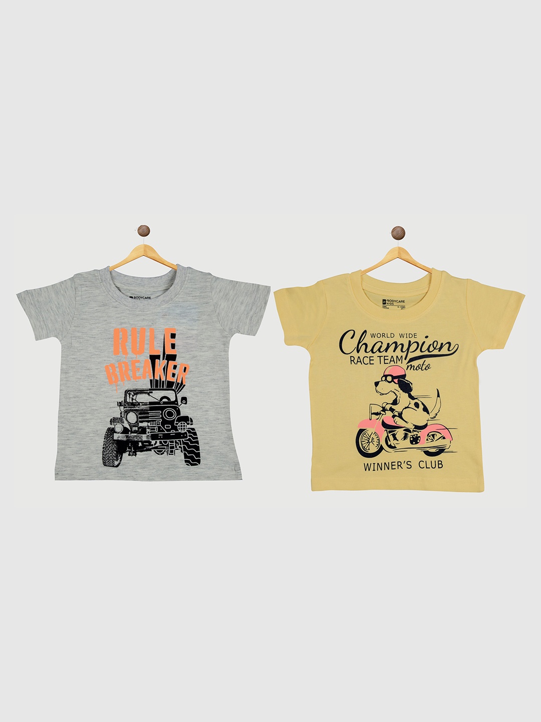 

Bodycare Boys Pack Of 2 Graphic Printed Cotton T-shirts, Grey