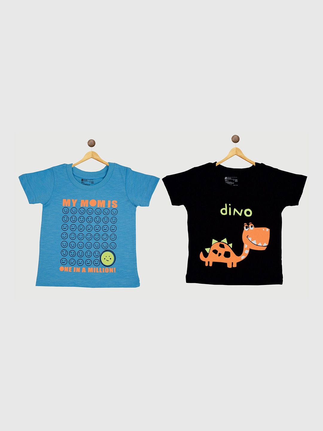 

Bodycare Boys Pack Of 2 Graphic Printed Cotton T-shirts, Black