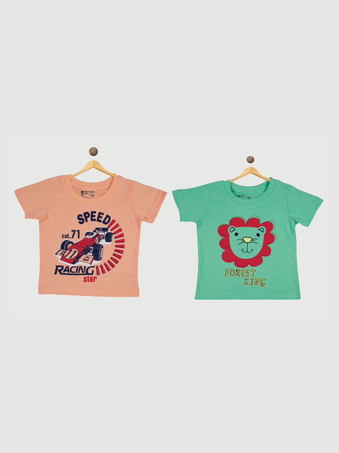 

Bodycare Infants Boys Pack Of 2 Graphic Printed Cotton T-shirt, Peach