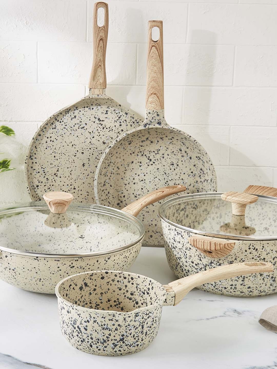 

Home Centre Beige Printed Frypan With Wooden Handle