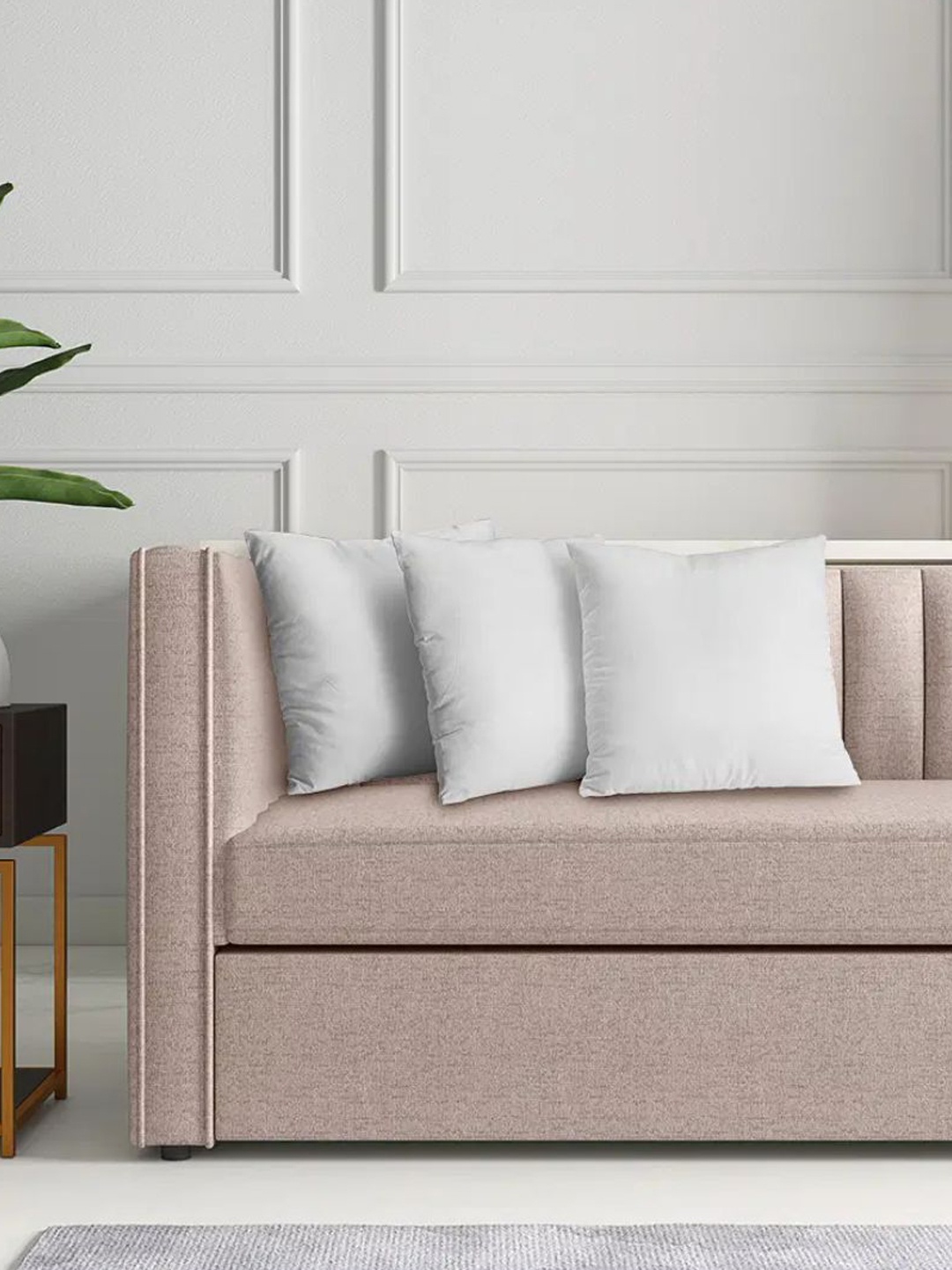 

wakefit White 3 Pieces Cotton Pre-Filled Square Cushions