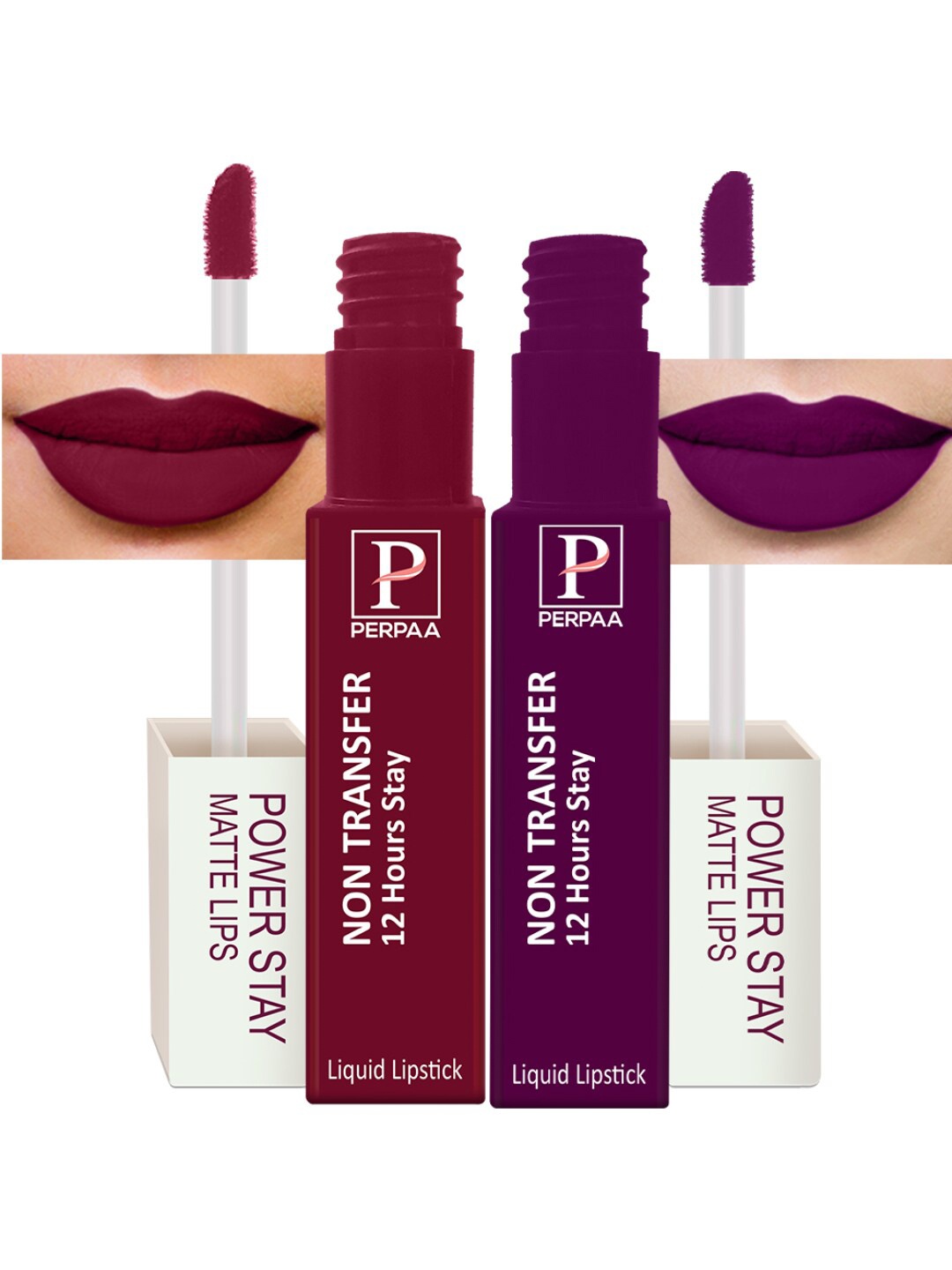 

PERPAA Set of 2 Power Stay Non-Transfer Liquid Matte Lipstick 5ml - Shades 09 & 03, Red