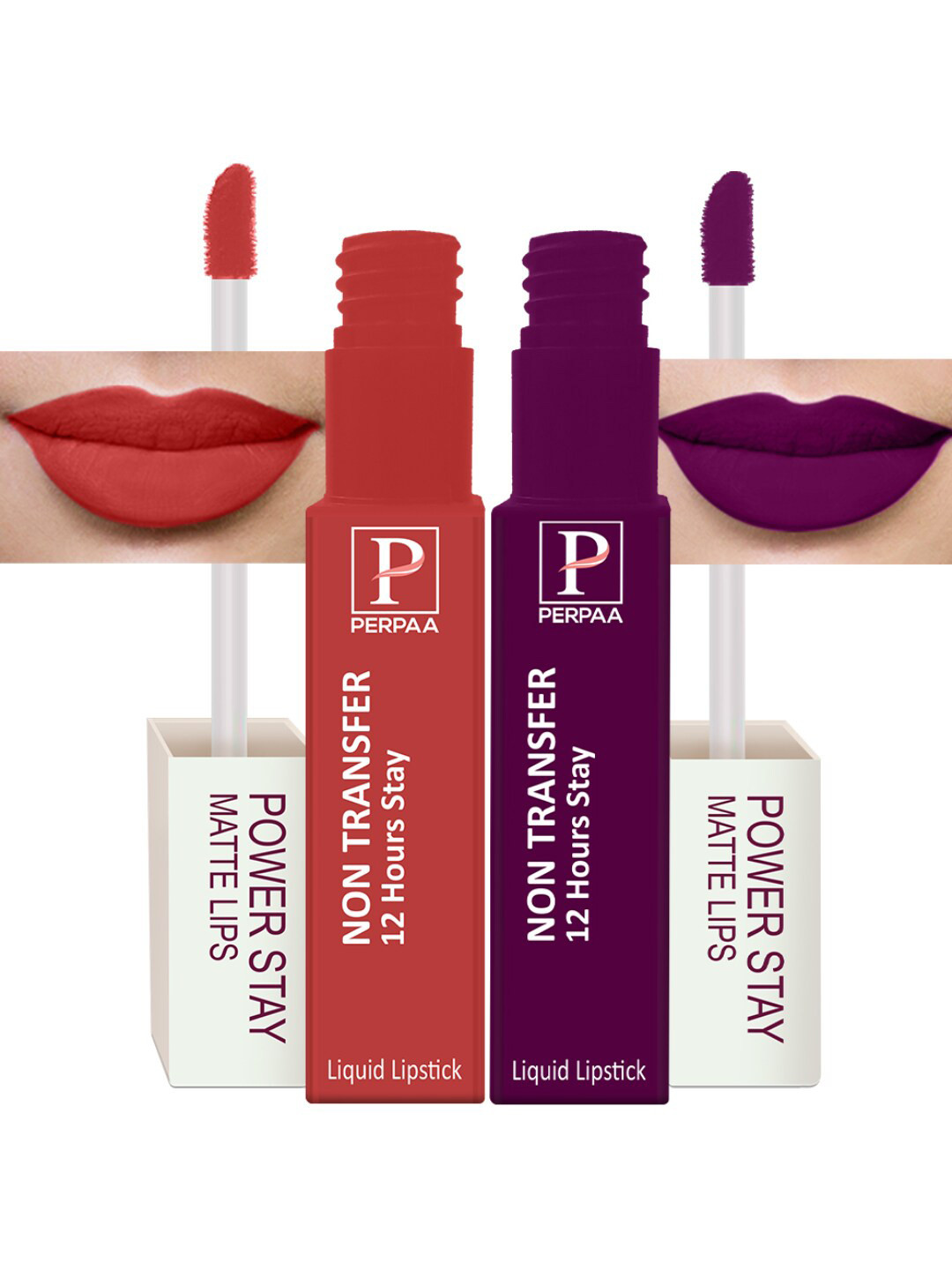 

PERPAA Set of 2 Power Stay Lipsticks 5ml Each - Flirty Red 01 & Wine 03