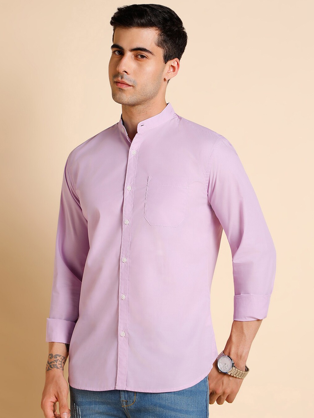 

Dennis Lingo Slim Fit Opaque Cotton Casual Shirt, Lavender