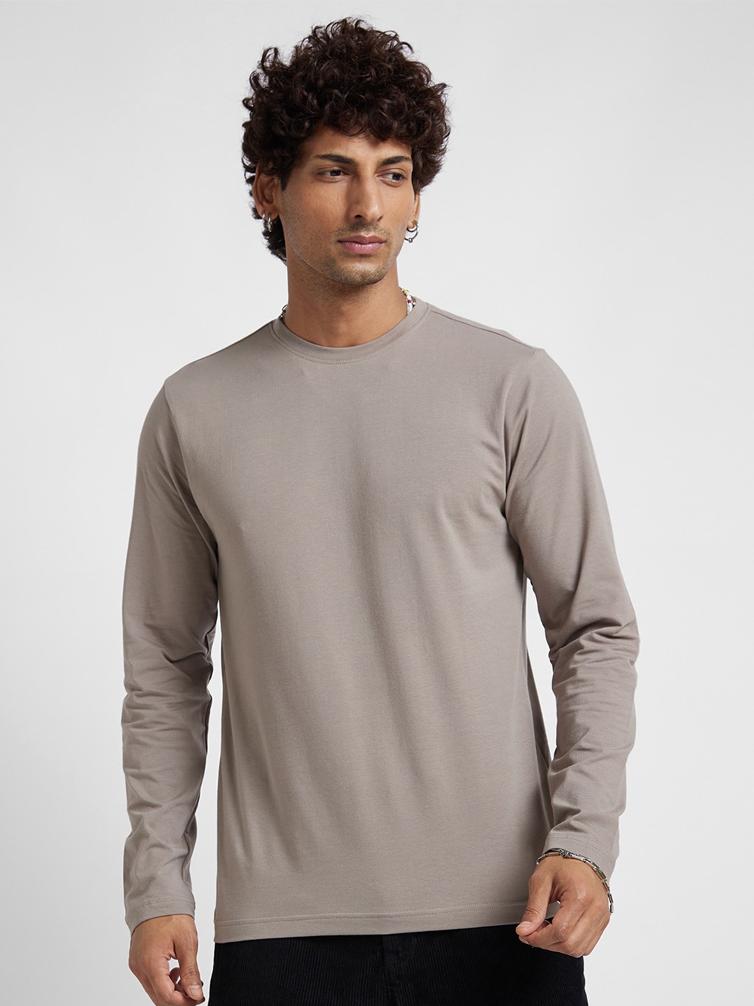 

VASTRADO Long Sleeves Cotton T-shirt, Khaki