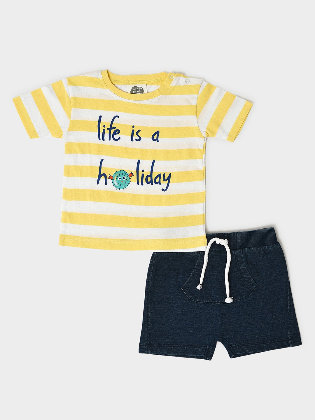 

MiArcus Boys Printed T-shirt with Shorts, Yellow