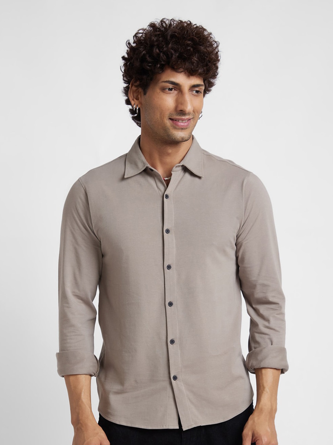 

VASTRADO Spread Collar Cotton Casual Shirt, Grey