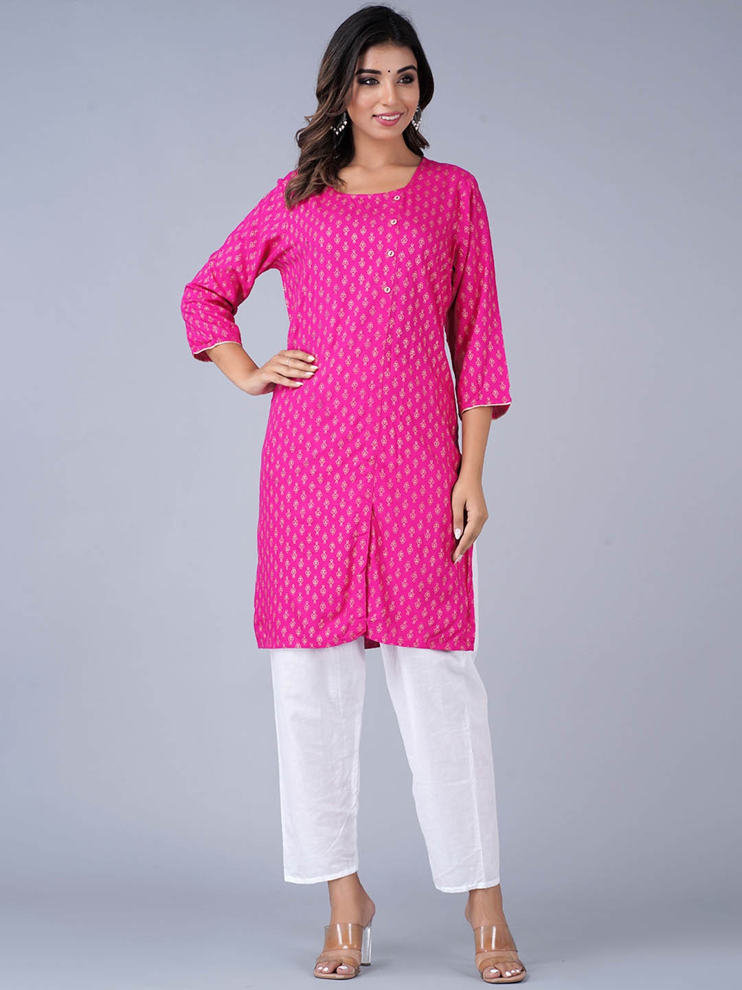

HERE&NOW Pink Geometric Printed Kurta