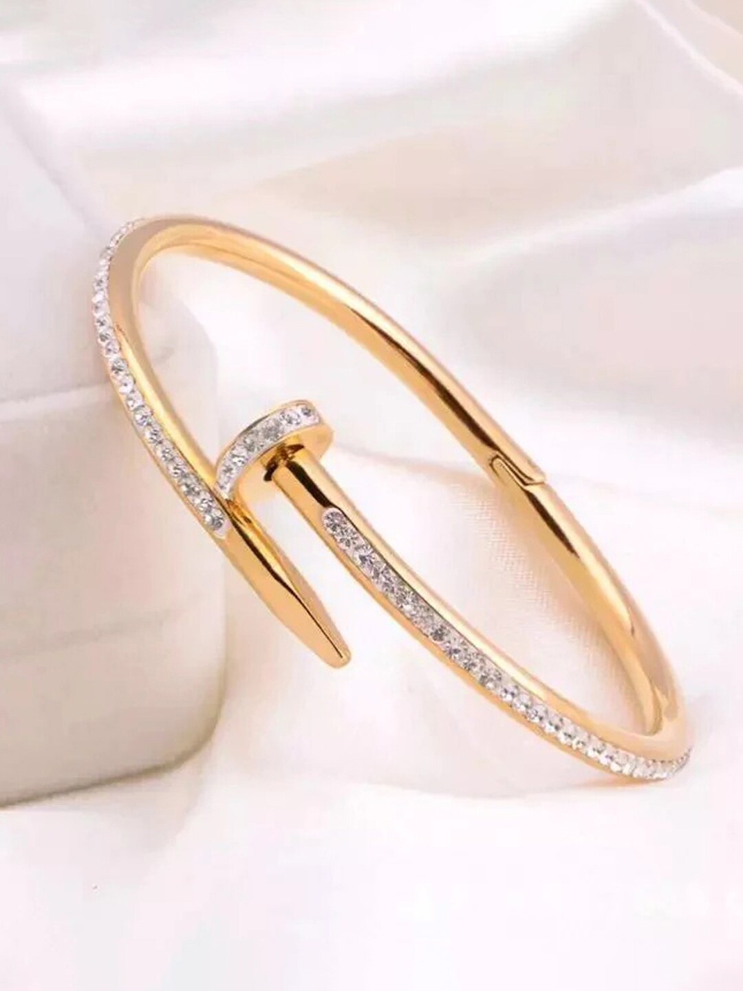 

Designs & You Women Gold-Plated American Diamond Cuff Bracelet