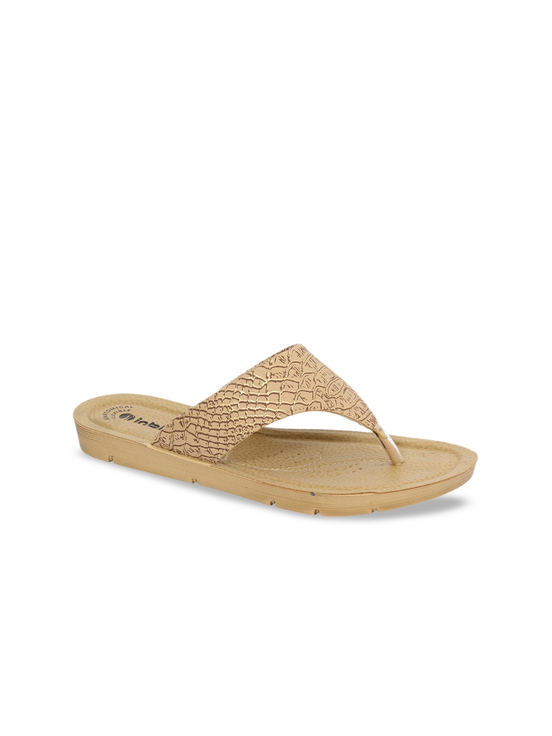 

Inblu Textured Lightweight Anti-Skid Open Toe Flats, Beige