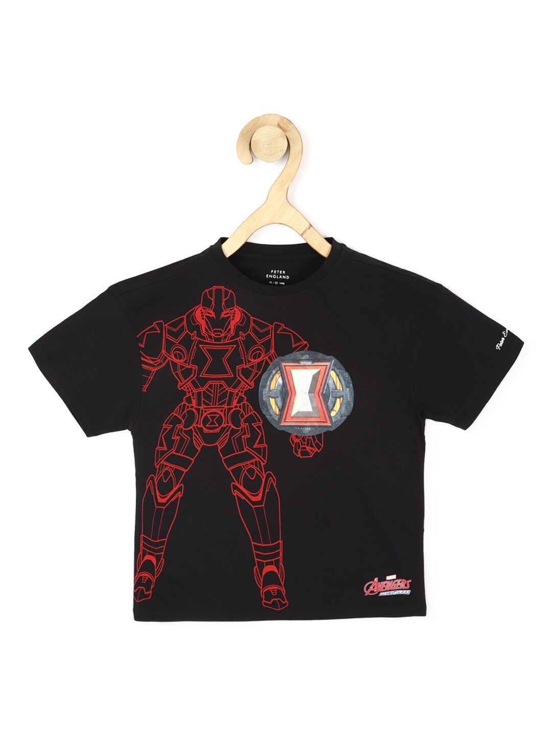 

Peter England Boys Graphic Printed Round Neck Pure Cotton T-shirt, Black
