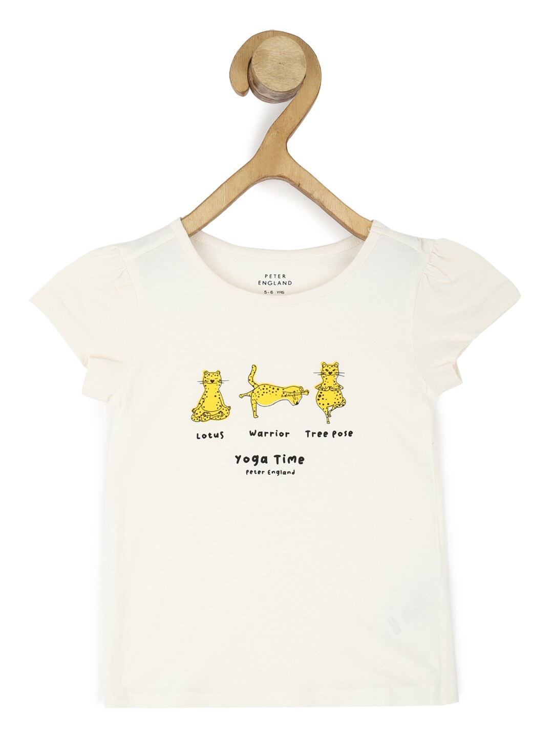 

Peter England Girls Graphic Printed Round Neck Pure Cotton T-shirt, Cream