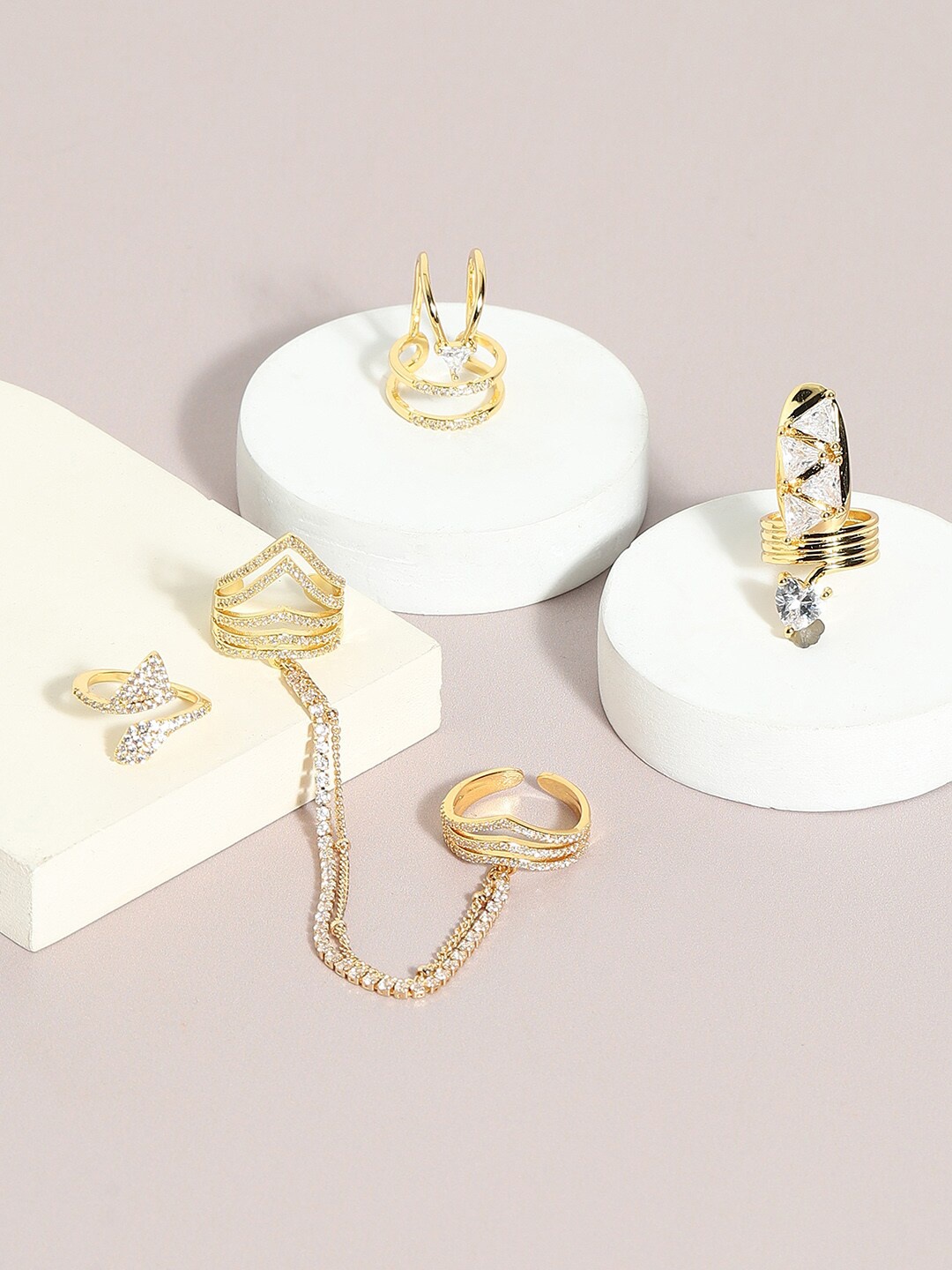 

SOHI Set Of 4 Gold-Plated Rings