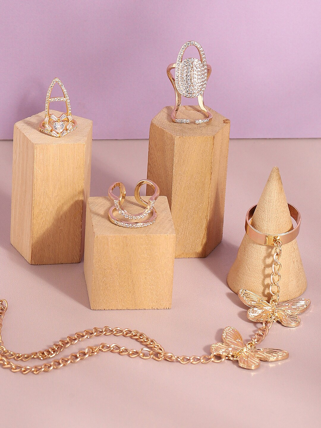 

SOHI Set Of 4 Gold-Plated Rings