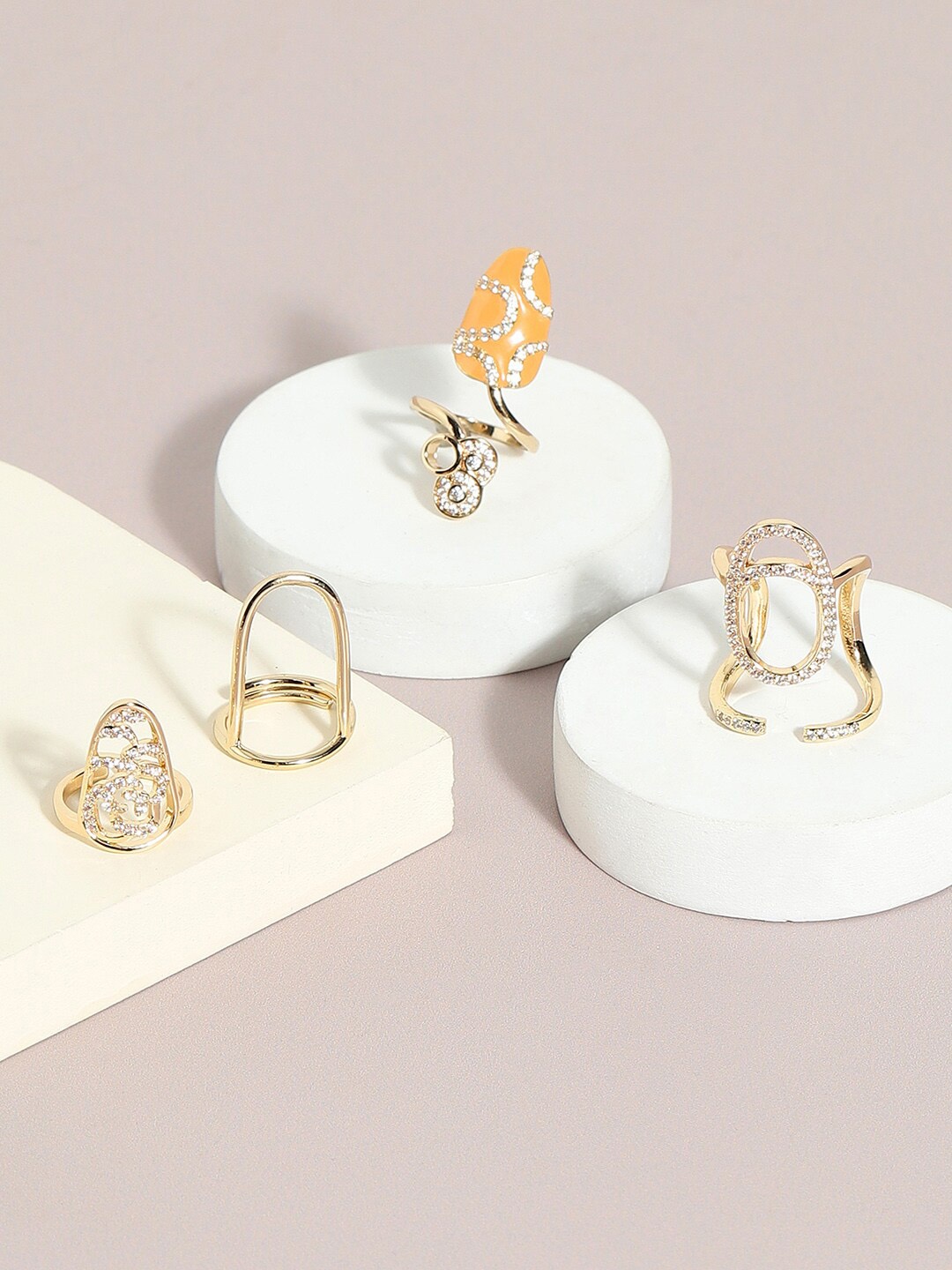 

SOHI Set Of 4 Gold-Plated Finger Rings