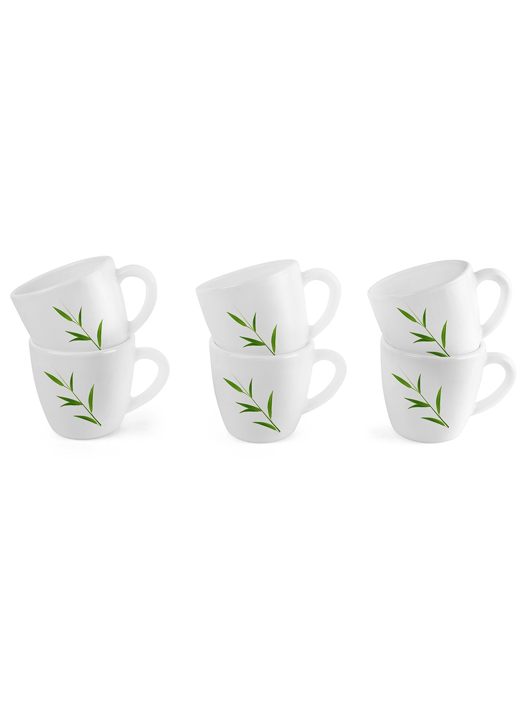 

Cello White & Green Floral Printed Ceramic Glossy Cups Set of Cups and Mugs