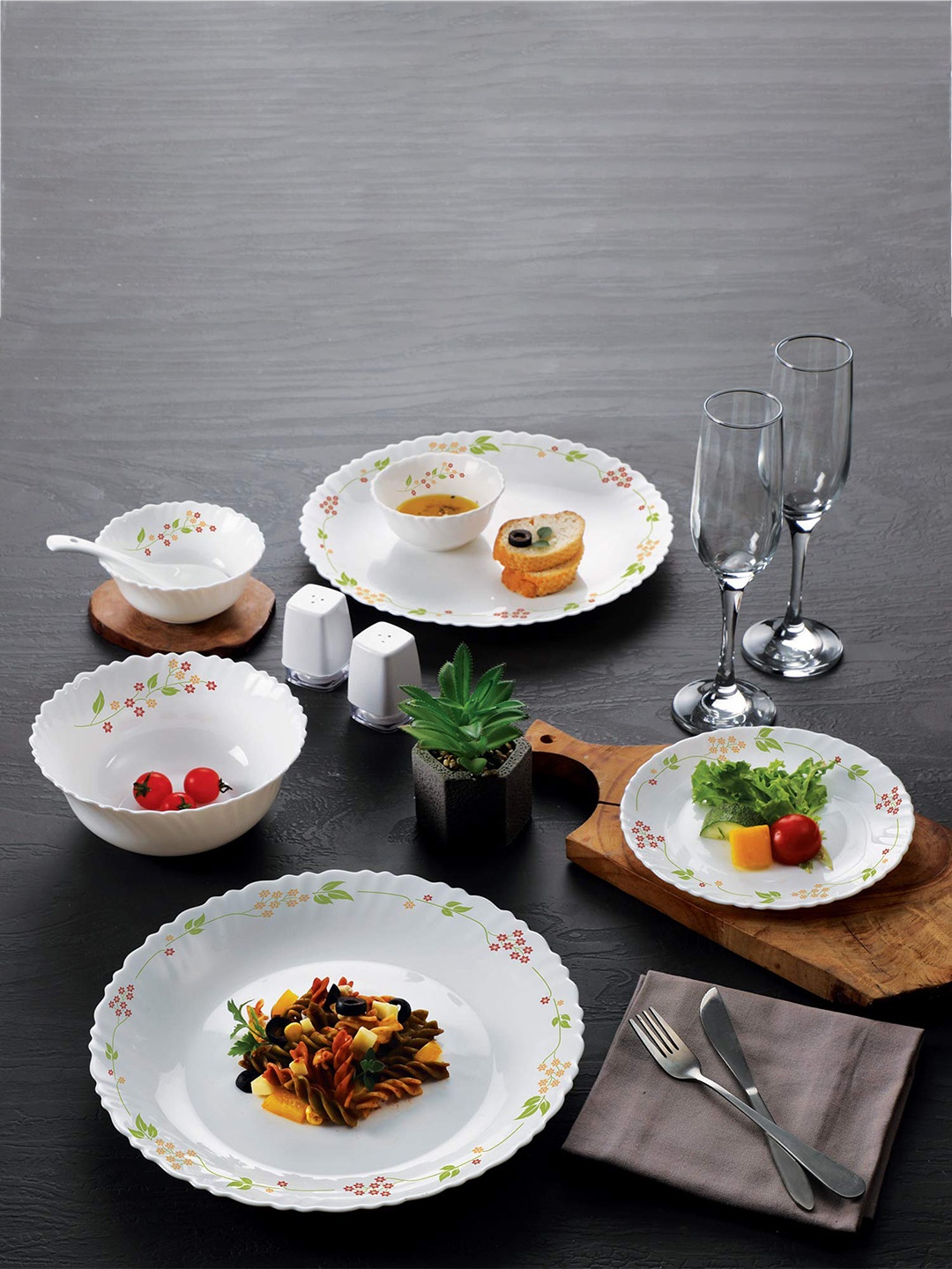 

Cello Opalware Dazzle Secret 37 Pcs White Garden Dinner Set