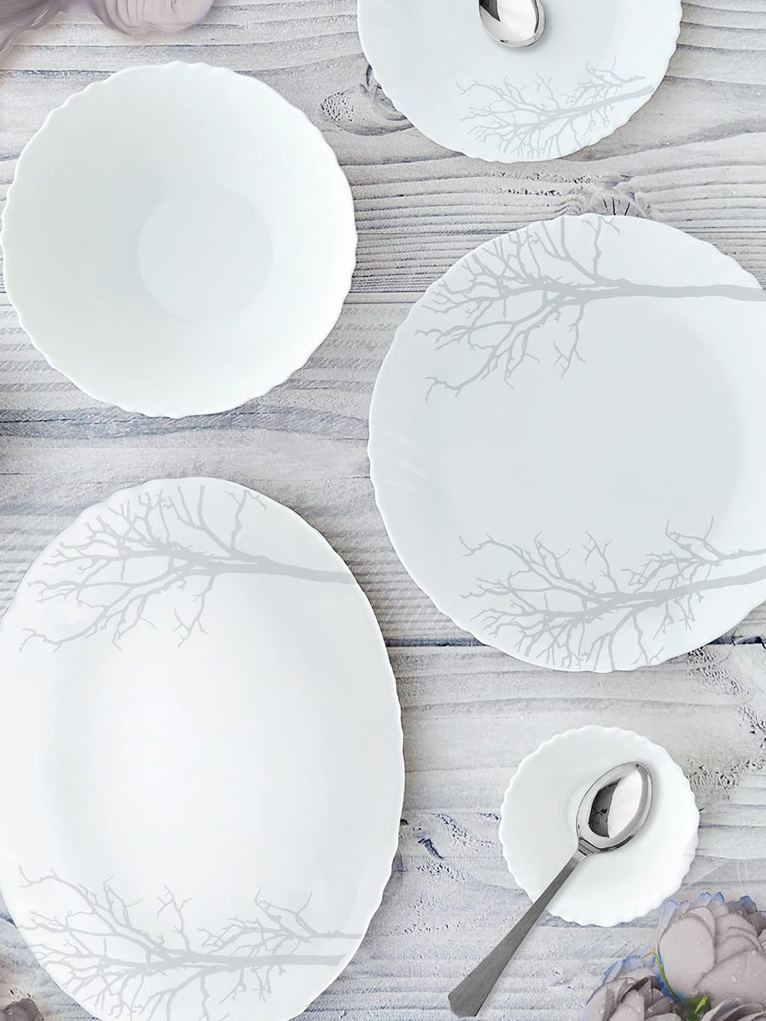 

Cello Imperial Winter Frost Opalware 13 Pieces White Dinner Set