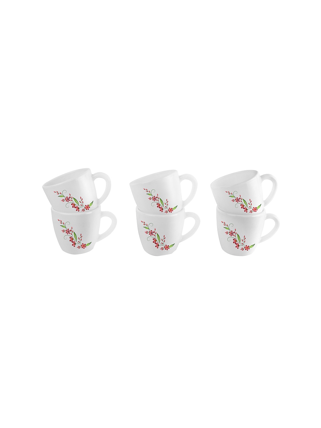 

Cello White Floral Printed Ceramic Glossy Cups Set of Cups and Mugs