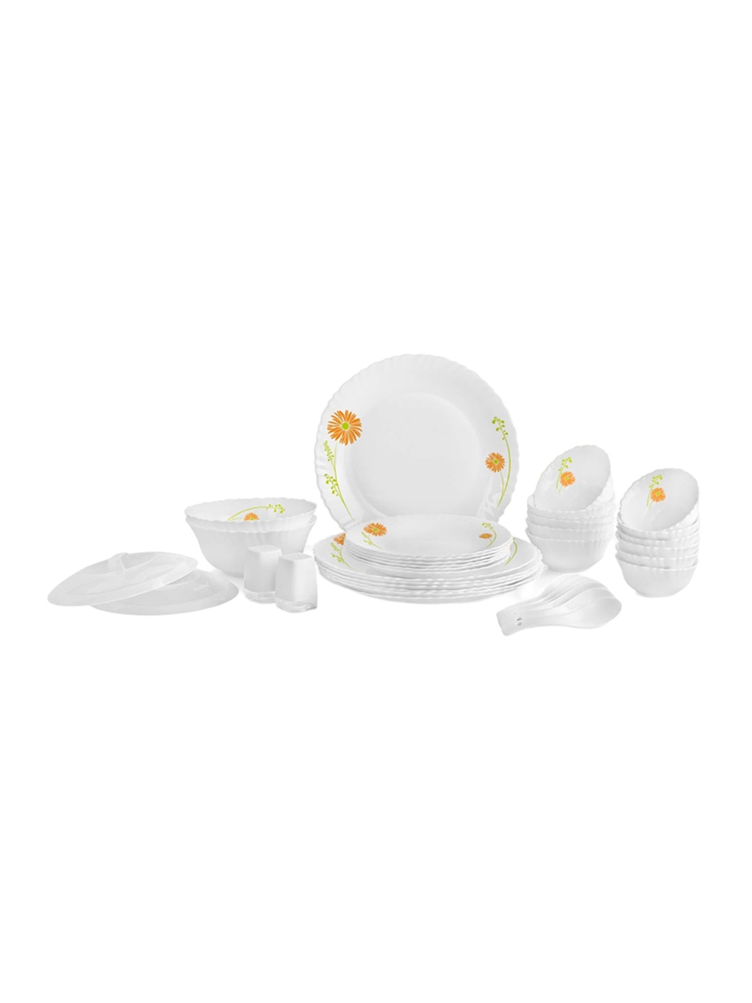 

Cello Dazzle Opalware 37 Pcs White Livid Lilac Dinner Set