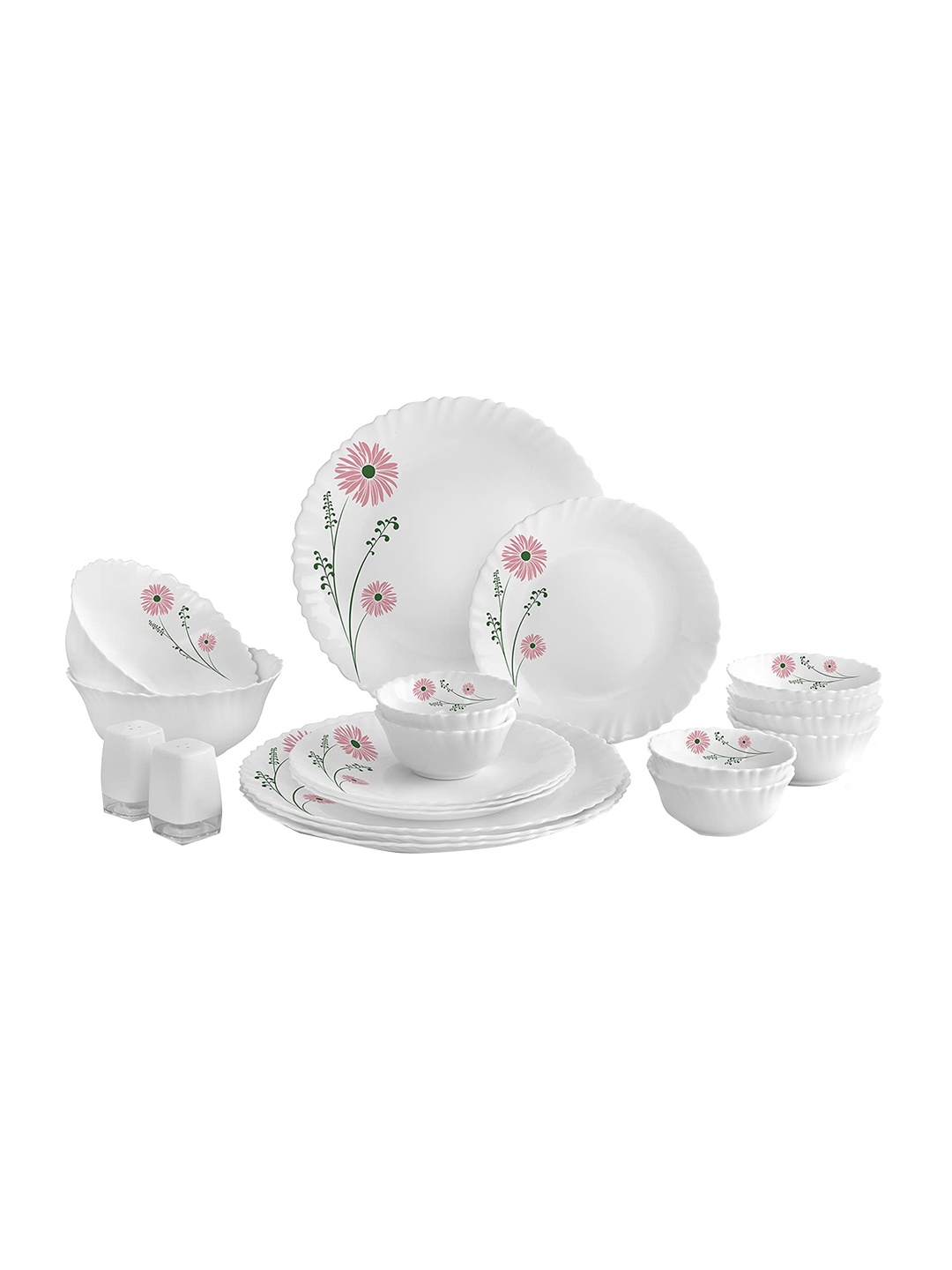 

Cello Dazzle Series Set of 20 Pc Pink Lilac Opalware Dinner Set, White