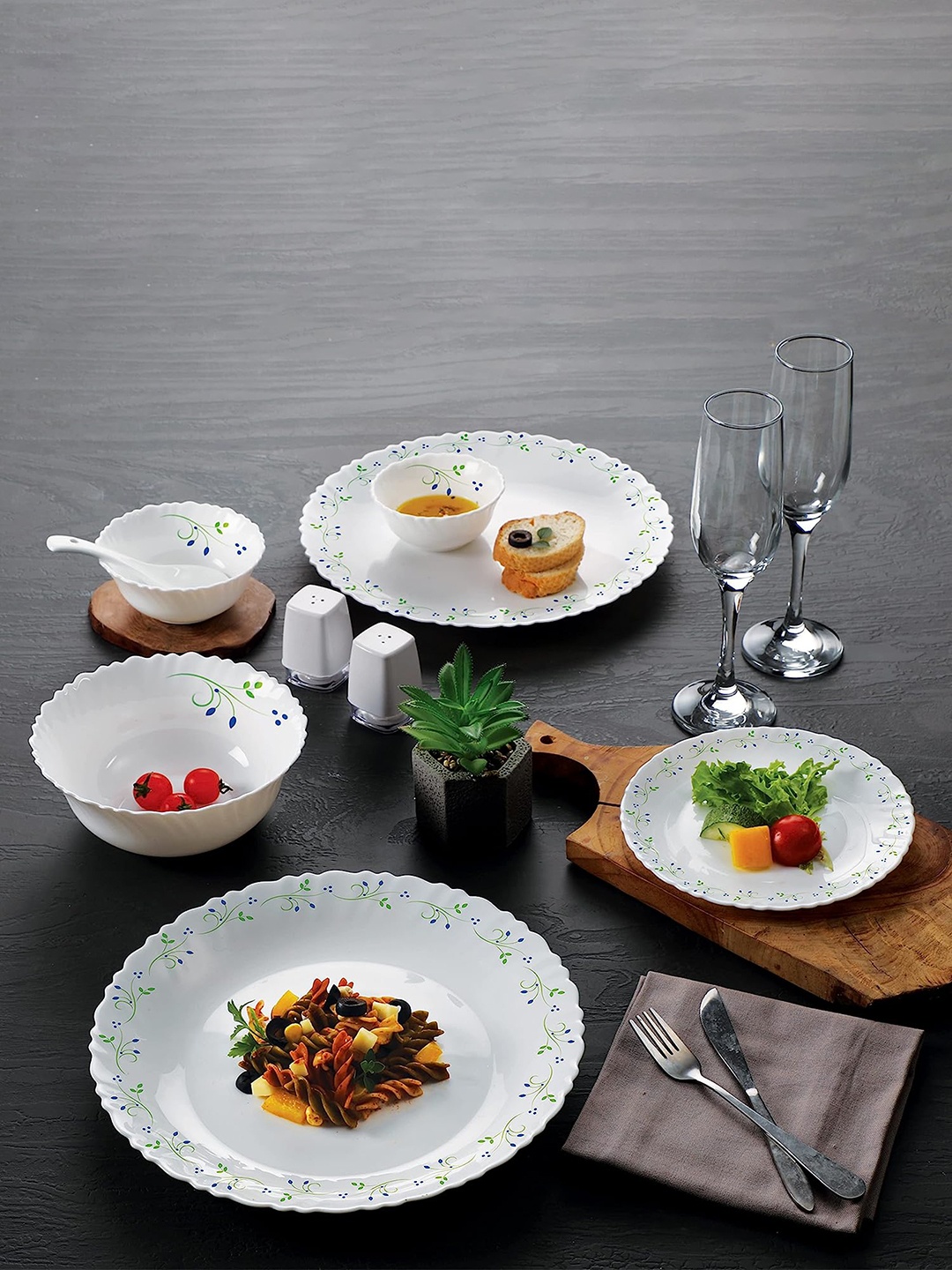 

Cello White & Pieces Floral Printed Opalware Glossy Dinner Set
