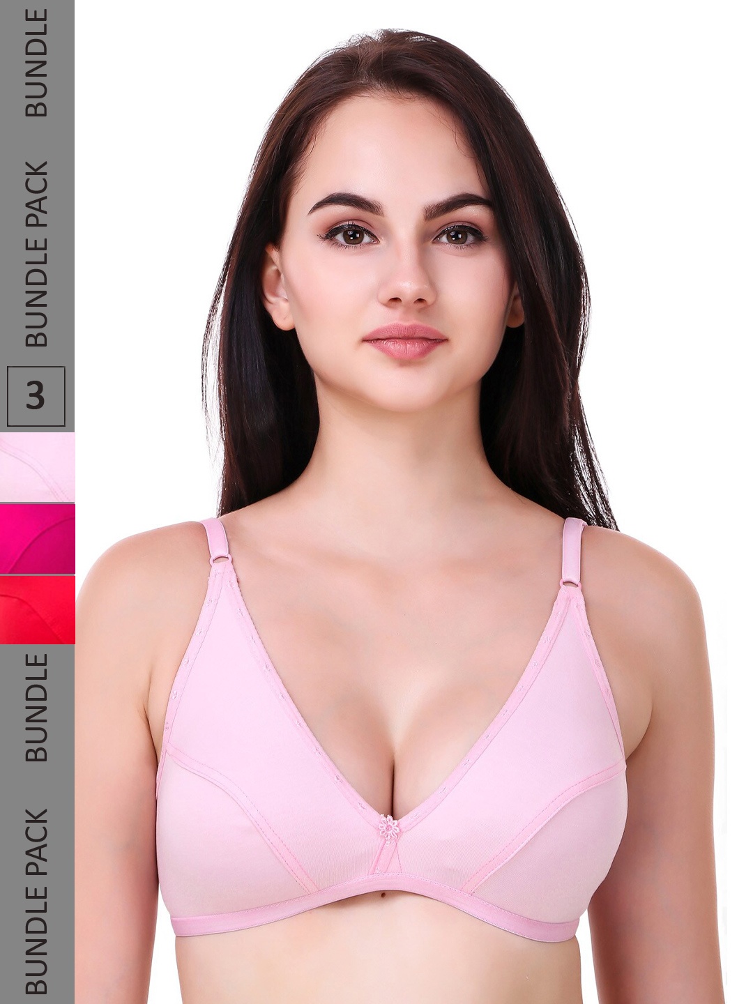 

Piylu Pack Of 3 Medium Coverage Bra, Red