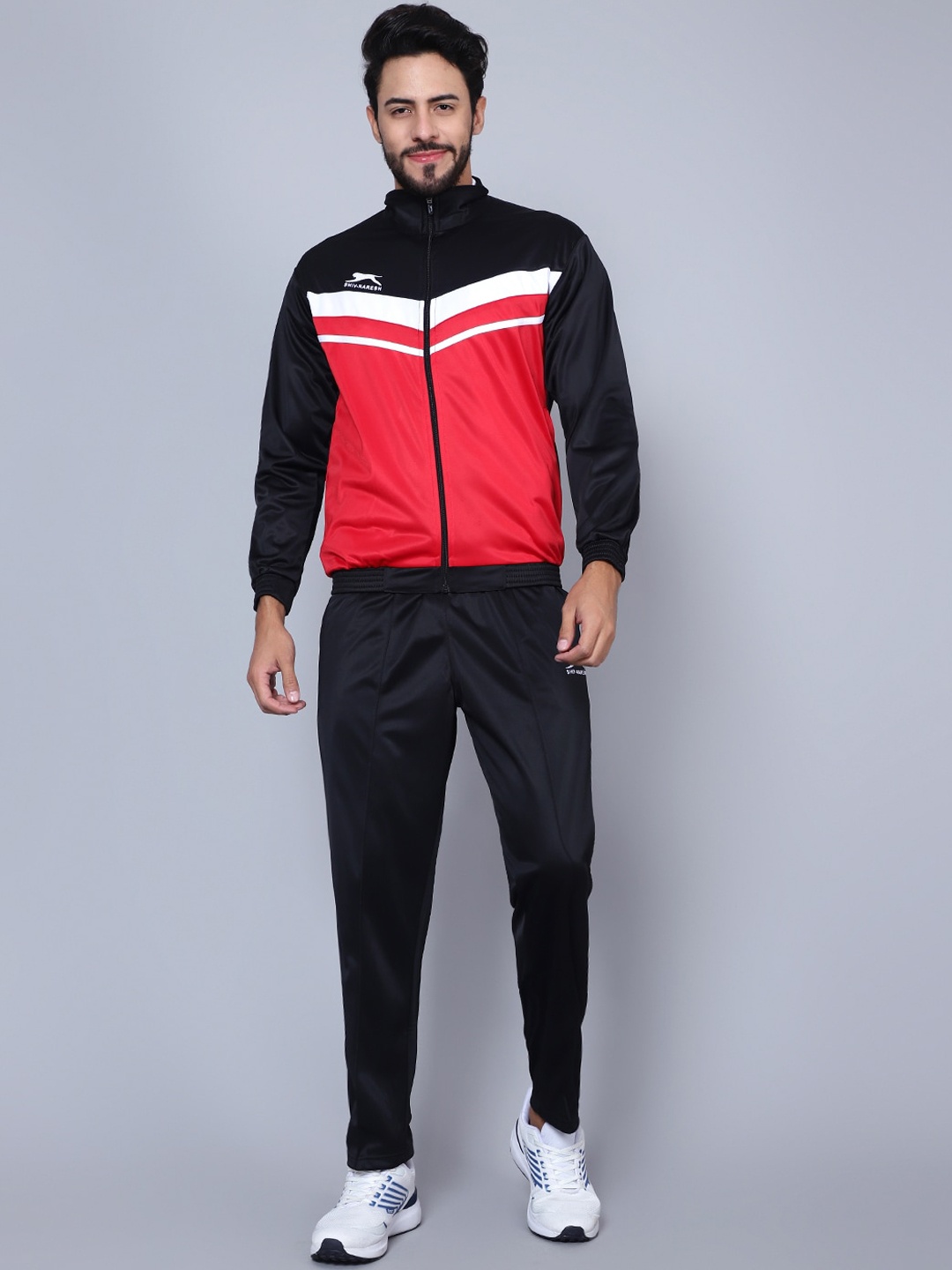 

Shiv Naresh Men Colourblocked Brand Logo Printed Tracksuits, Black