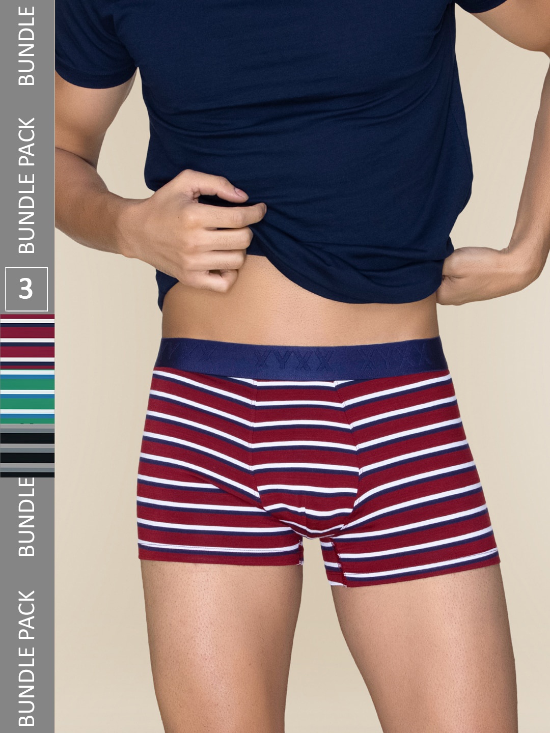 

XYXX Pack Of 3 Striped Linea Micro Modal Trunks XYTRNK3PCKN968, Black