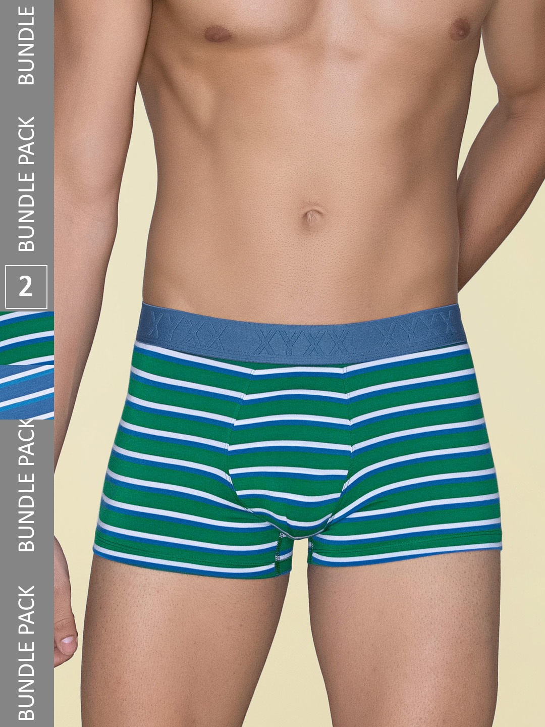 

XYXX Pack Of 2 Striped Linea Micro Modal Trunks XYTRNK2PCKN691, Green