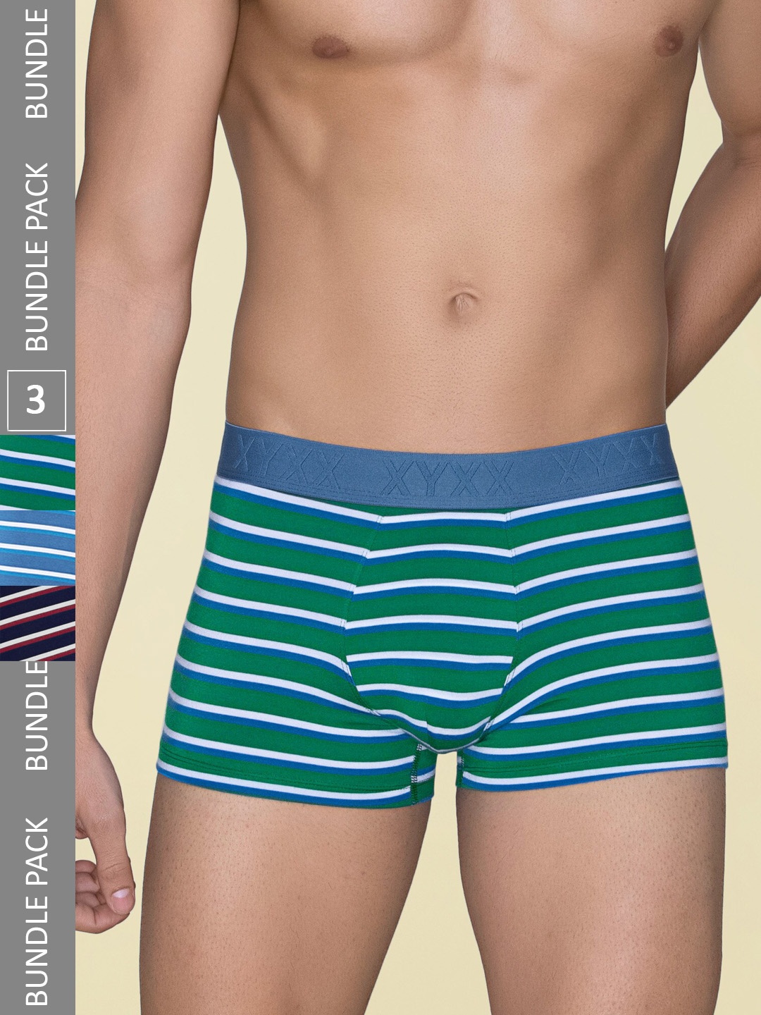 

XYXX Pack Of 3 Striped Linea Micro Modal Trunks XYTRNK3PCKN964, Blue