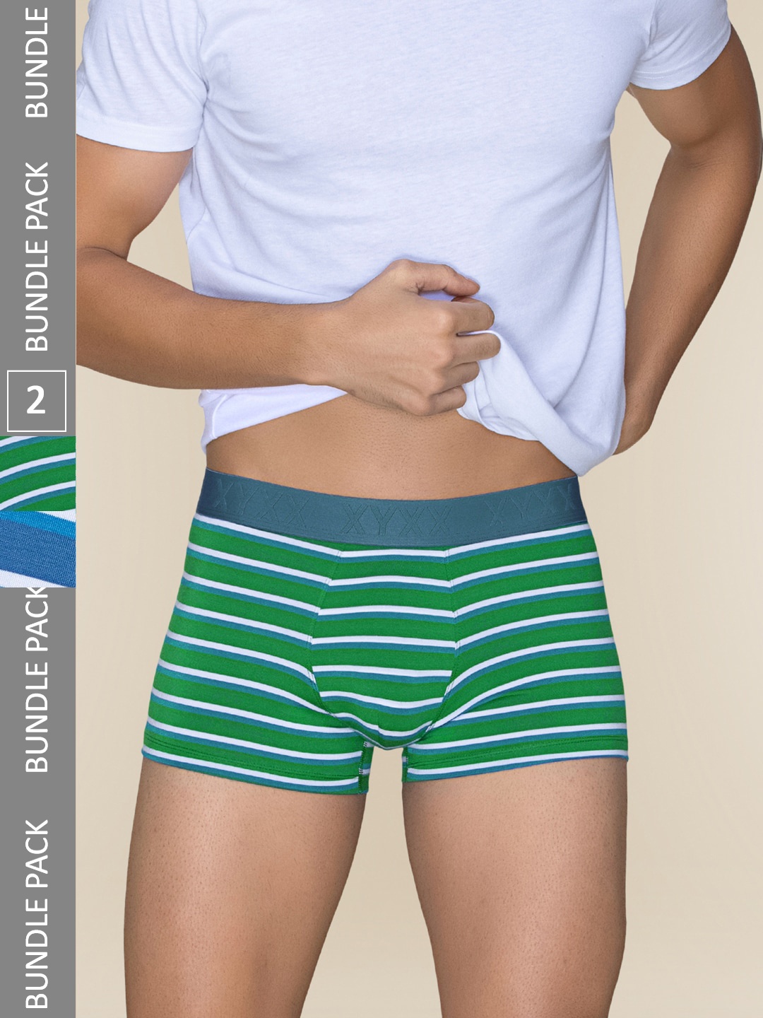 

XYXX Pack Of 2 Striped Linea Micro Modal Trunks XYTRNK2PCKN691, Green