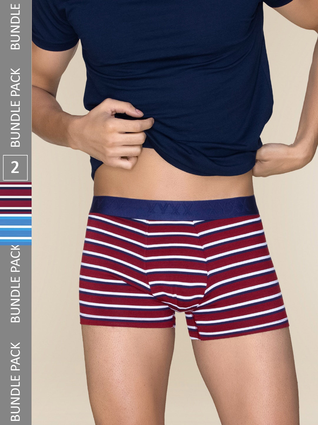 

XYXX Pack Of 2 Striped Linea Micro Modal Trunks XYTRNK2PCKN689, Blue