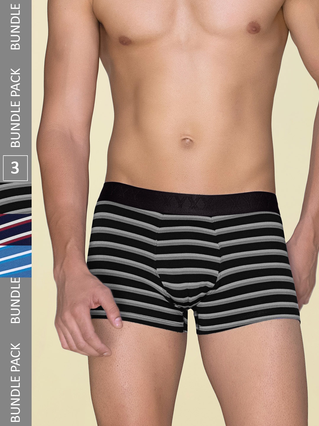 

XYXX Pack Of 3 Striped Linea Micro Modal Trunks XYTRNK3PCKN966, Blue