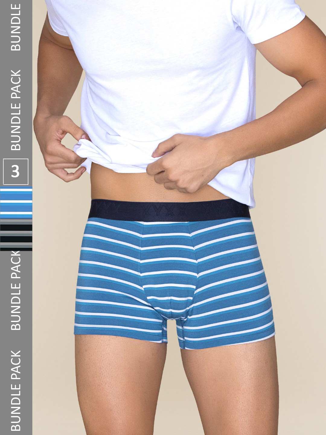 

XYXX Pack Of 2 Striped Linea Micro Modal Trunks XYTRNK2PCKN693, Black