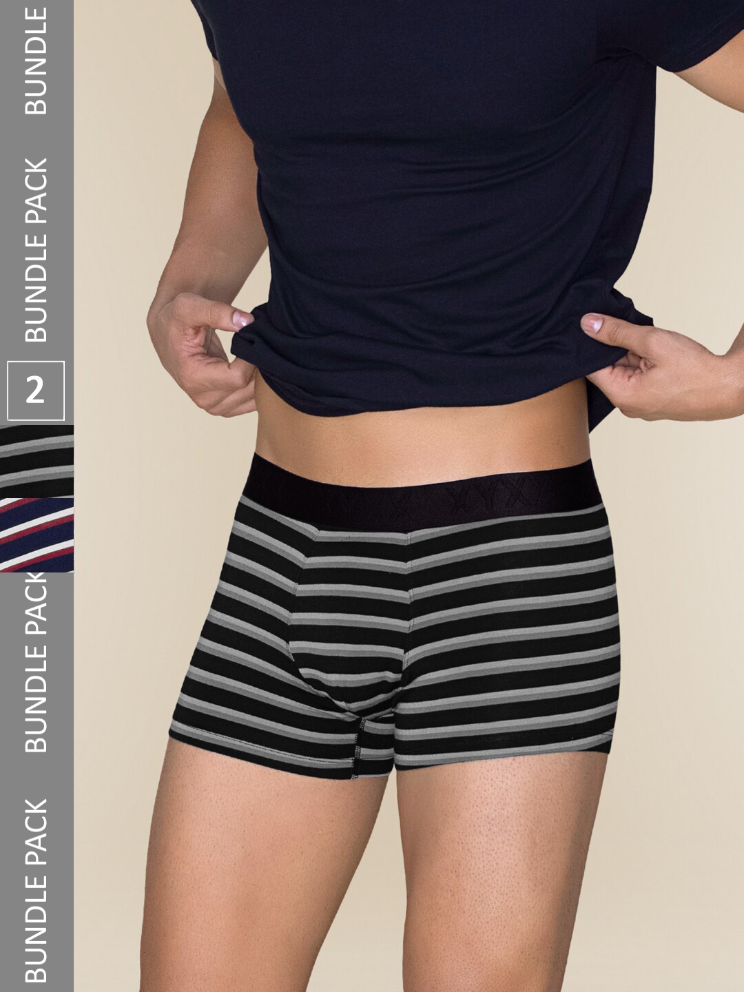 

XYXX Pack Of 2 Striped Linea Micro Modal Trunks XYTRNK2PCKN687, Blue