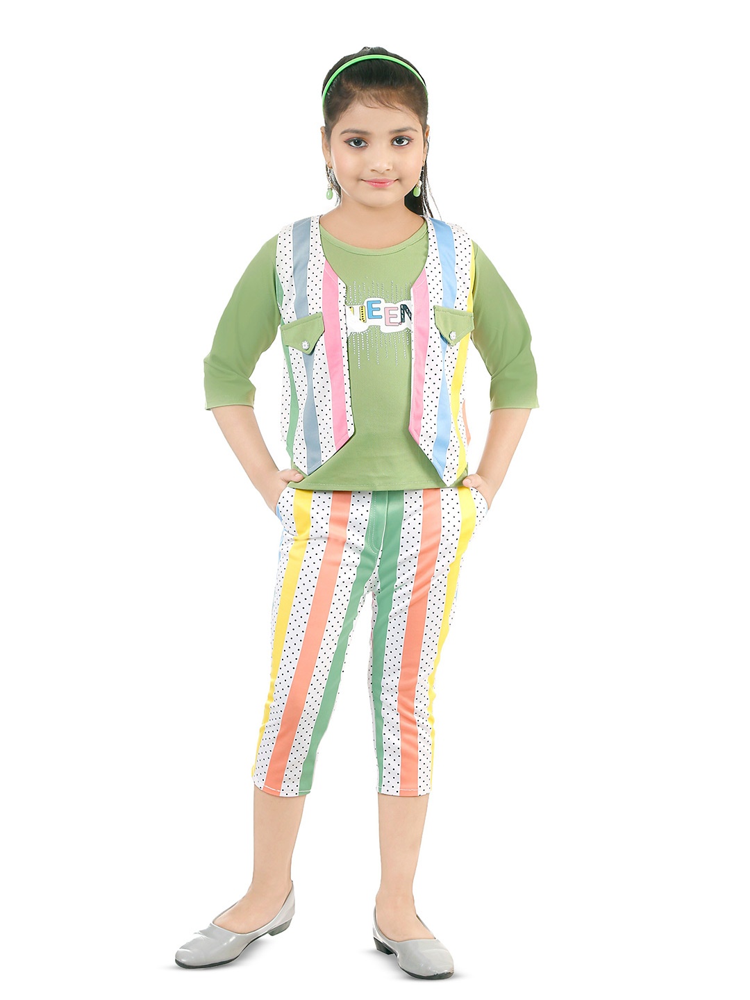 

BAESD Girls T-shirt with Capris, Green