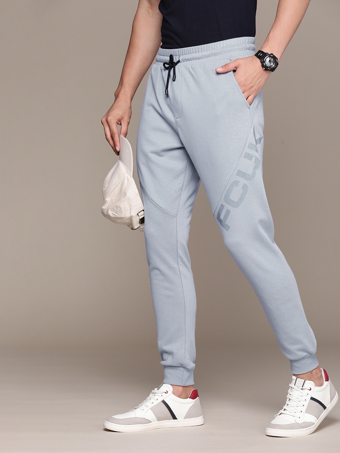 

FCUK Men Solid Joggers, Grey