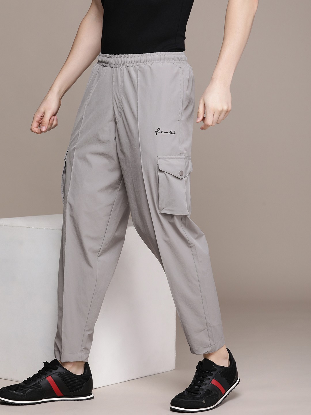 

FCUK Men Solid Track Pants, Grey