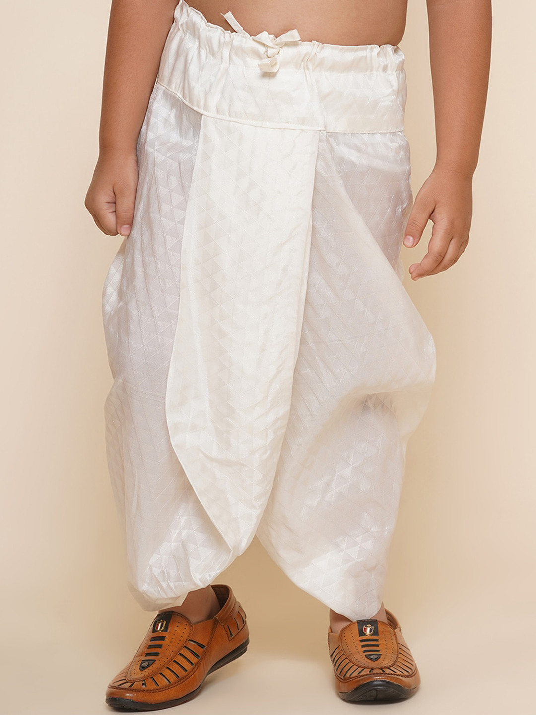 

Sethukrishna Boys Self-Design Dhoti Pants, Cream
