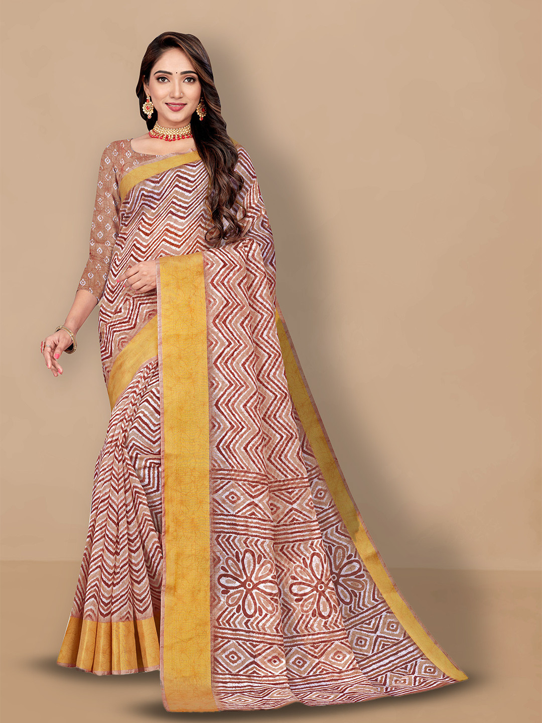 

Dori Striped Zari Saree, Brown