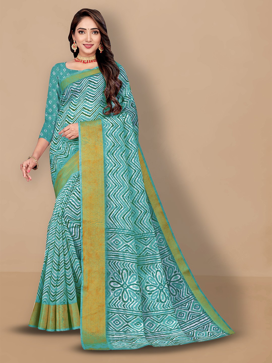

Dori Striped Zari Saree, Teal