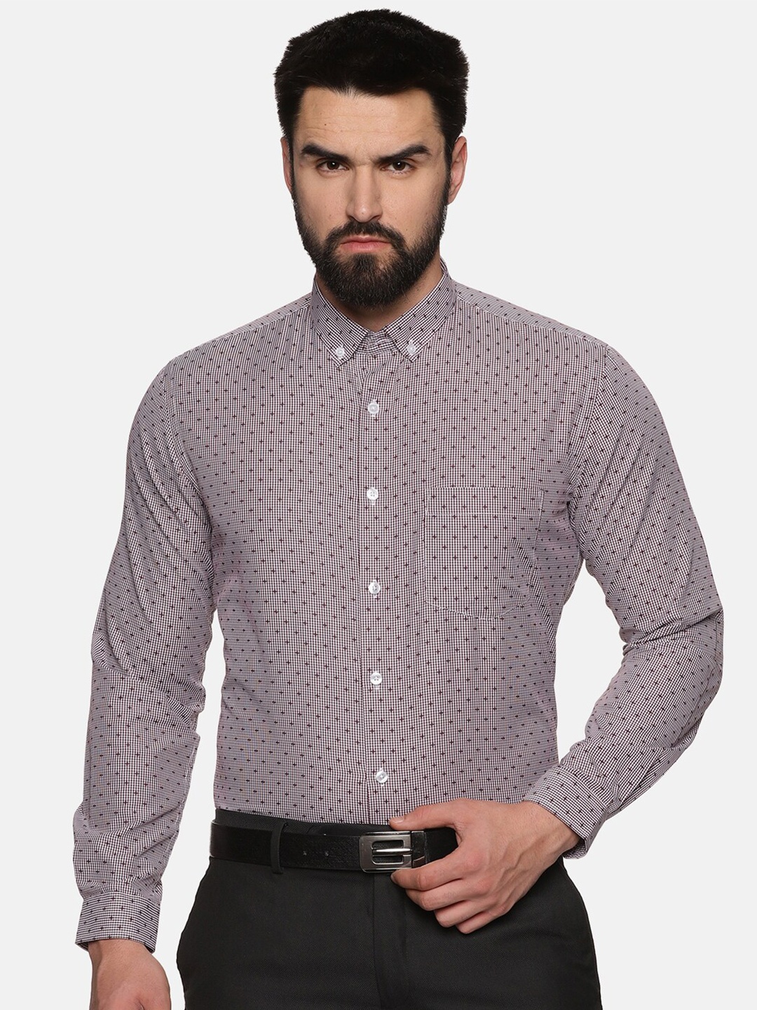 

DON VINO Micro Ditsy Printed Opaque Casual Cotton Formal Shirt, Grey