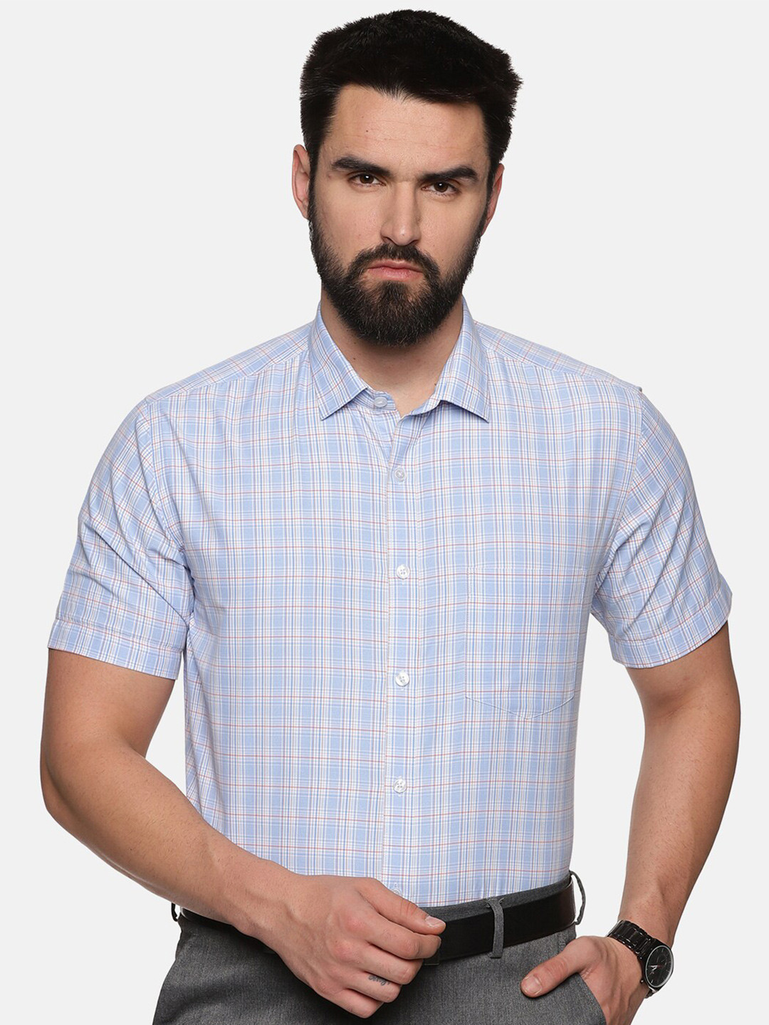 

DON VINO Opaque Checked Formal Cotton Shirt, Blue
