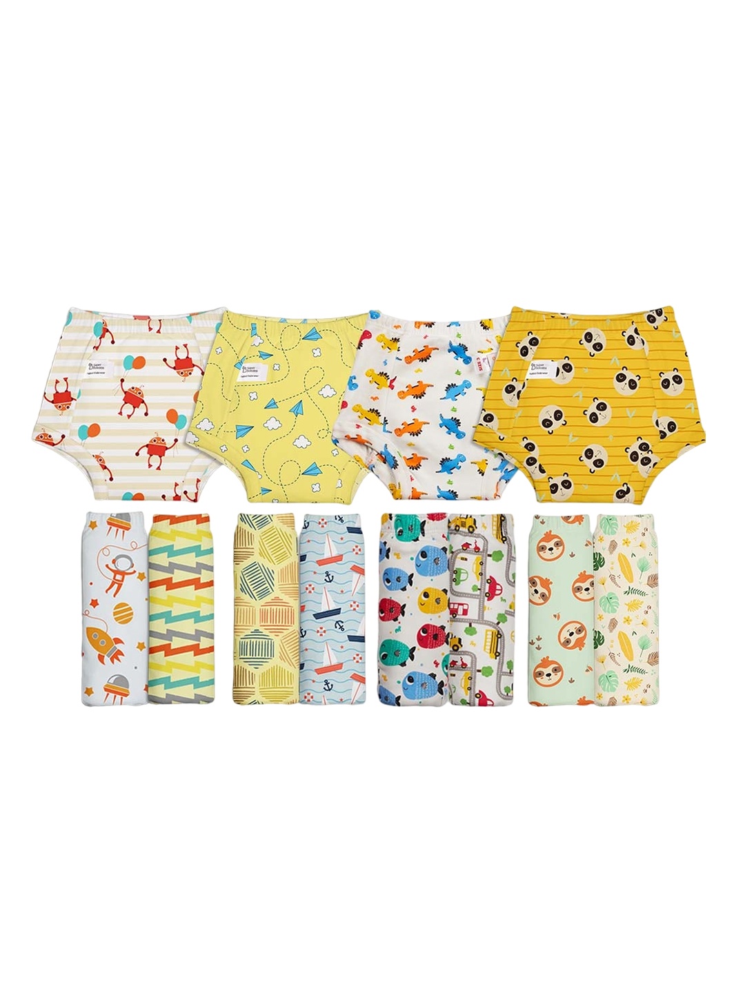 

SuperBottoms Infant Kids Pack of 12 Padded Briefs, Yellow