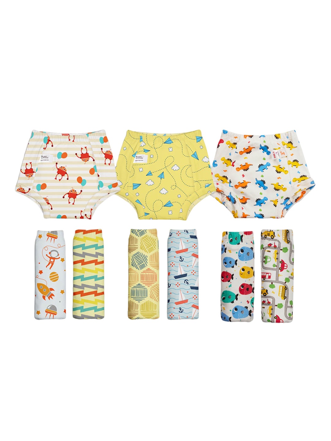 

SuperBottoms Kids Pack of 9 Dry Feel Semi Waterproof Padded Briefs, Yellow