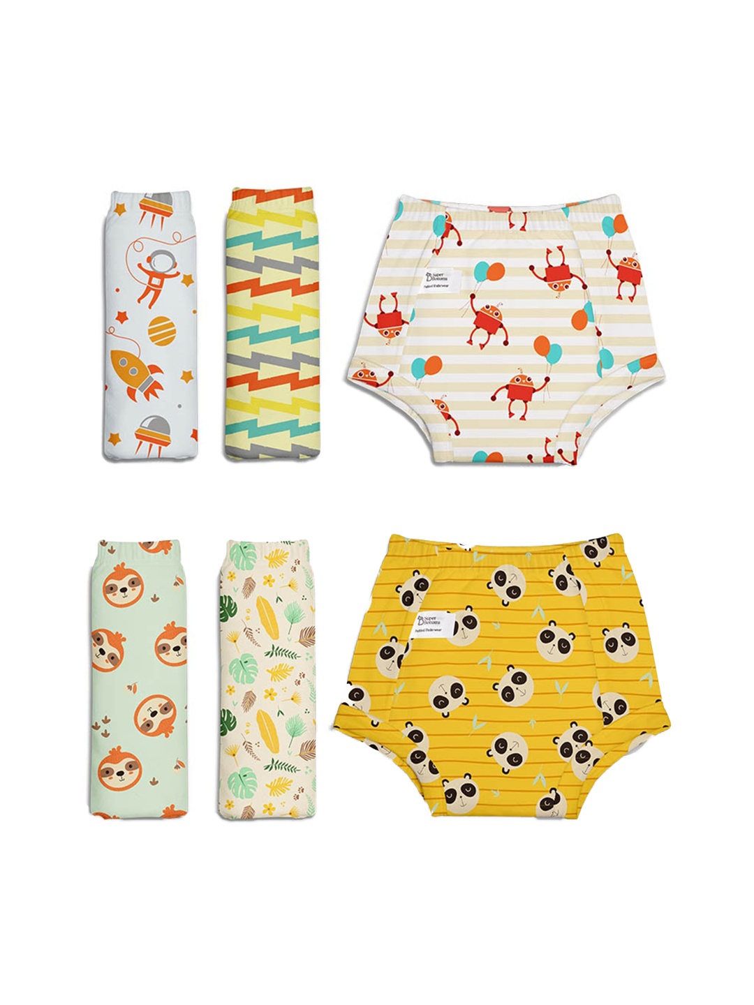 

SuperBottoms Kids Pack of 6 Super Dry Feel Semi Waterproof Padded Briefs, Yellow