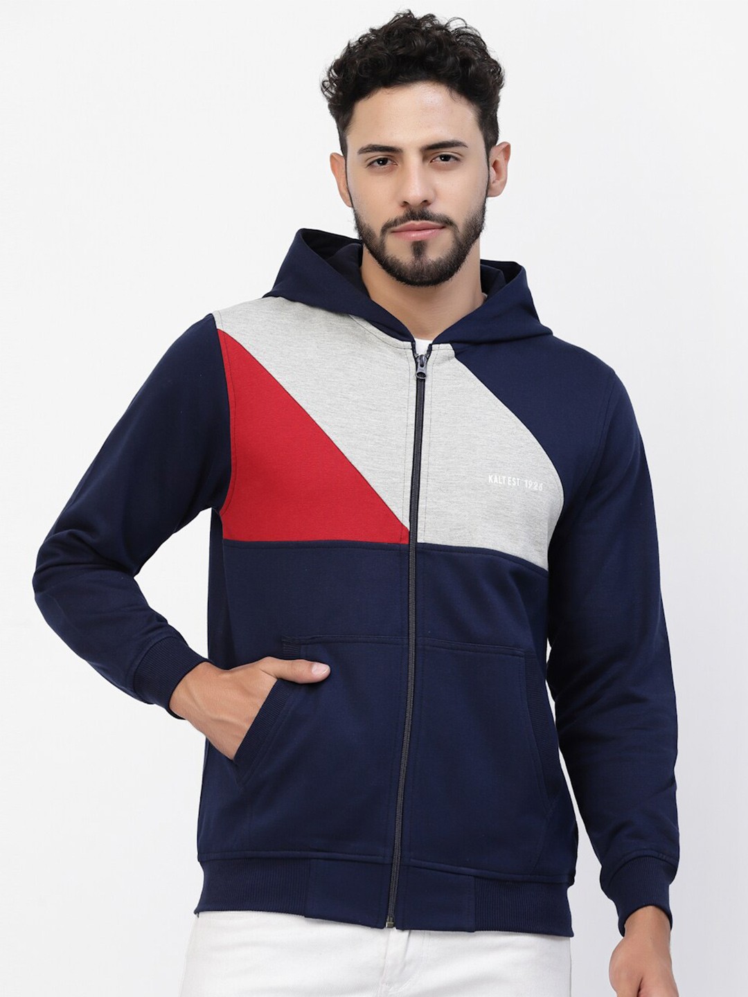 

Kalt Colourblocked Hooded Sweatshirt, Navy blue